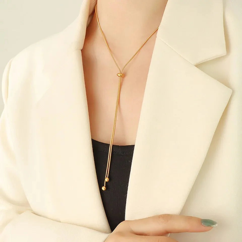 Adjustable snake chain lariat necklace 919603