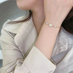 Load image into Gallery viewer, Adjustable Textured Floral Shell Diamond Bracelet
