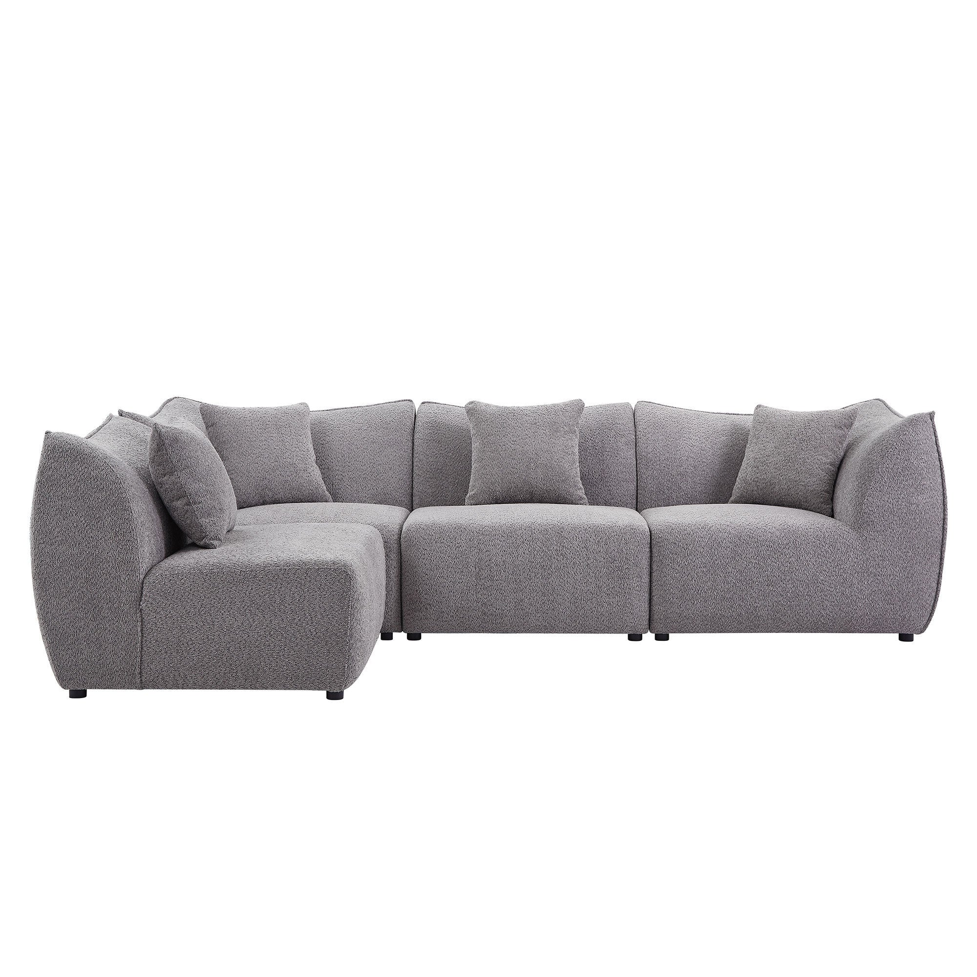 Bergen Modular Teddy 4-Seater Sofa in Gray