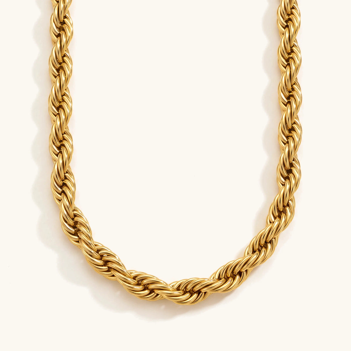 18k gold thick 8mm rope chain necklace
