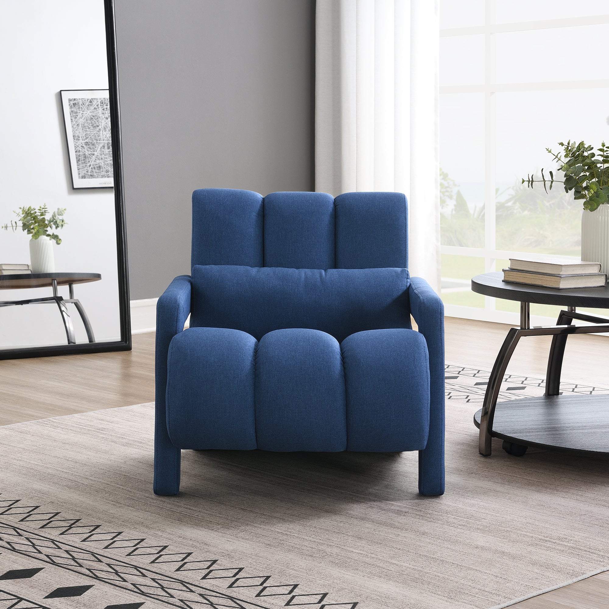 Modern Navy Blue Upholstered Accent Chair