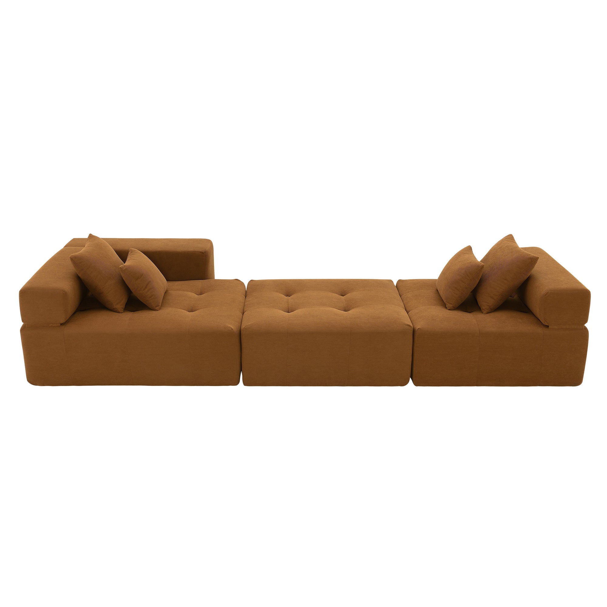 Maputo 4-Seat Modular Sofa in Burnt Orange Brown