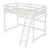 White Twin Size High Loft Bed with Inclined Ladder and Guardrails