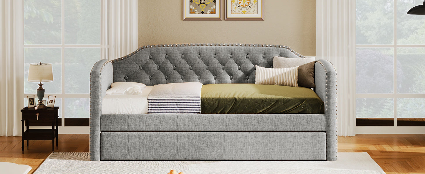 Traditional Twin Upholstered Daybed with Trundle