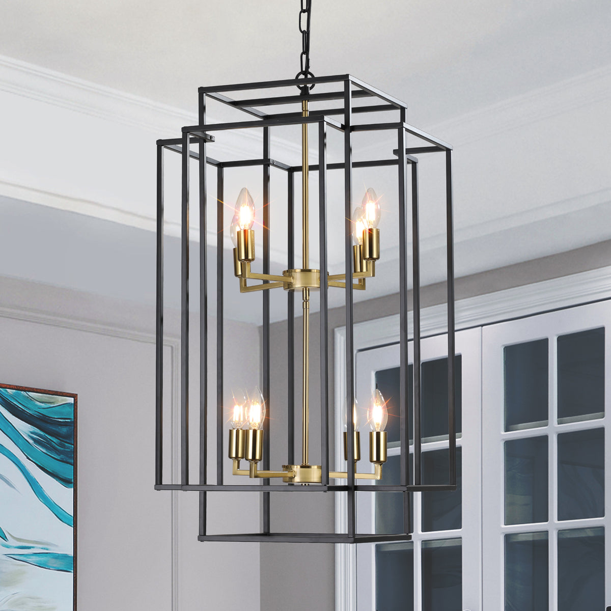 AESTIN'S DECOR Ceiling Light 8-Lights Lantern Tiered Pendant Light Fixture