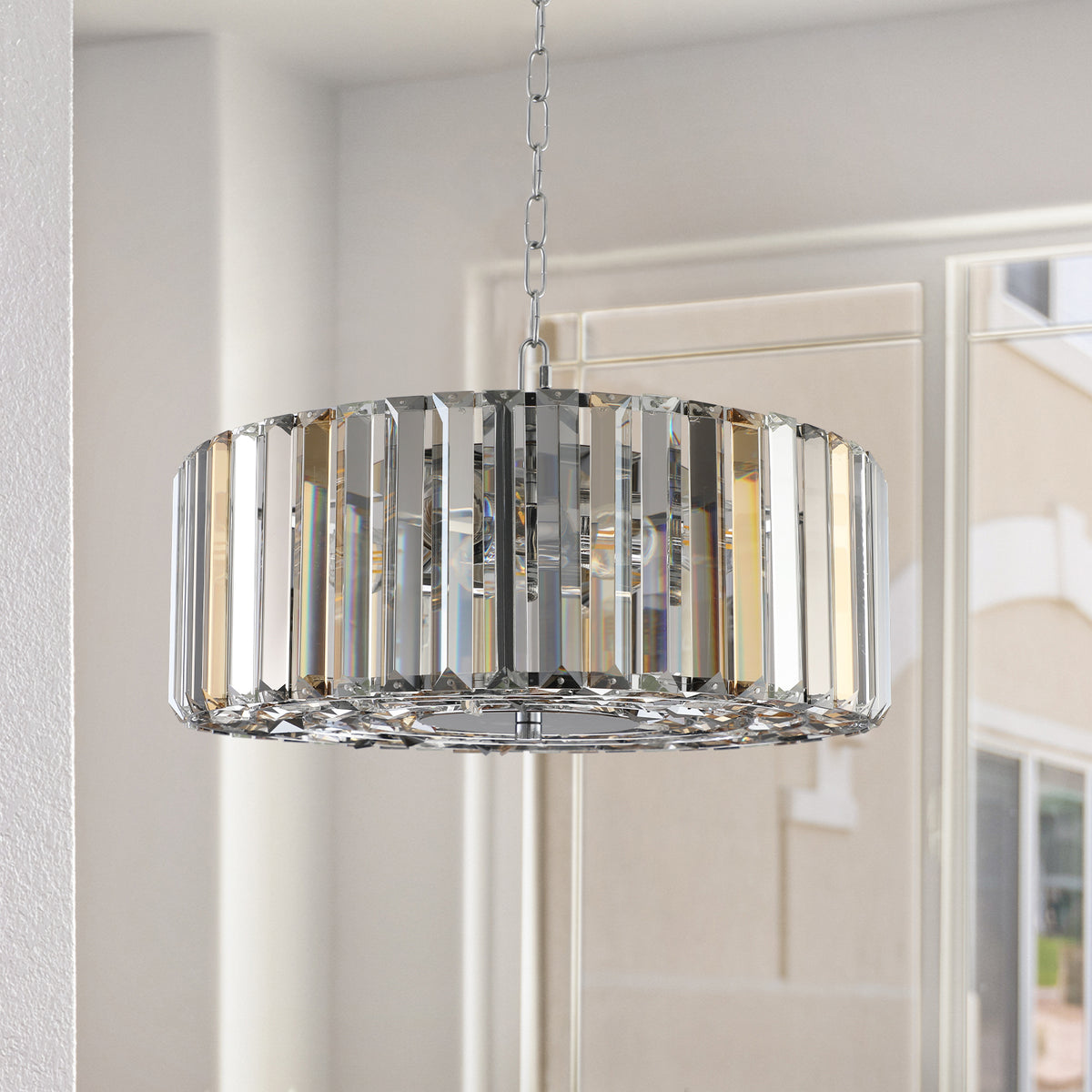 AESTIN'S DECOR Ceiling Light Baguette Crystal Modern Round Chandelier