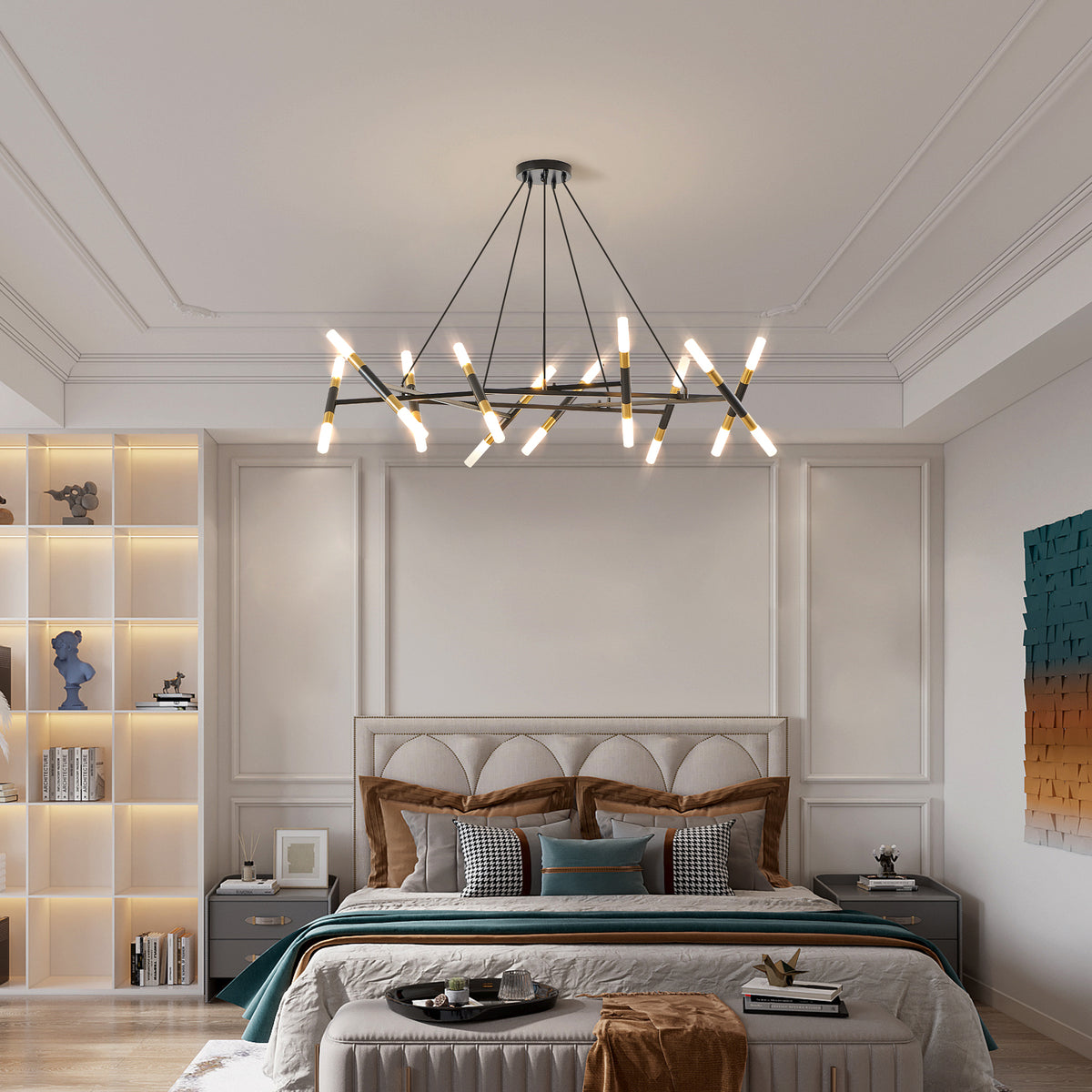 AESTIN'S DECOR Ceiling Light Black &amp; Golden Modern Chandelier Light Fixture