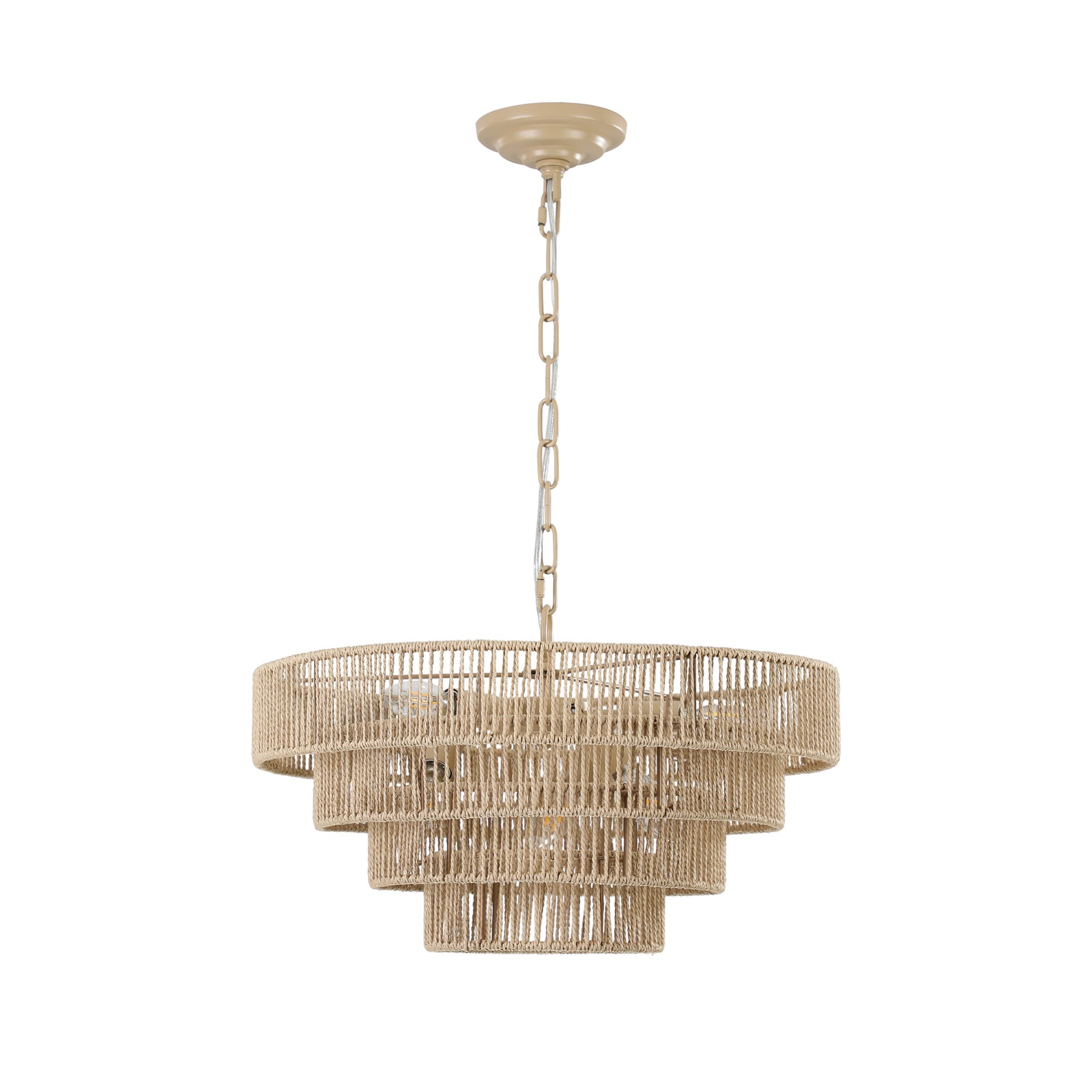 AESTIN'S DECOR Ceiling Light Bohemian Woven Rattan Farmhouse Chandelier with Adjustable Chain