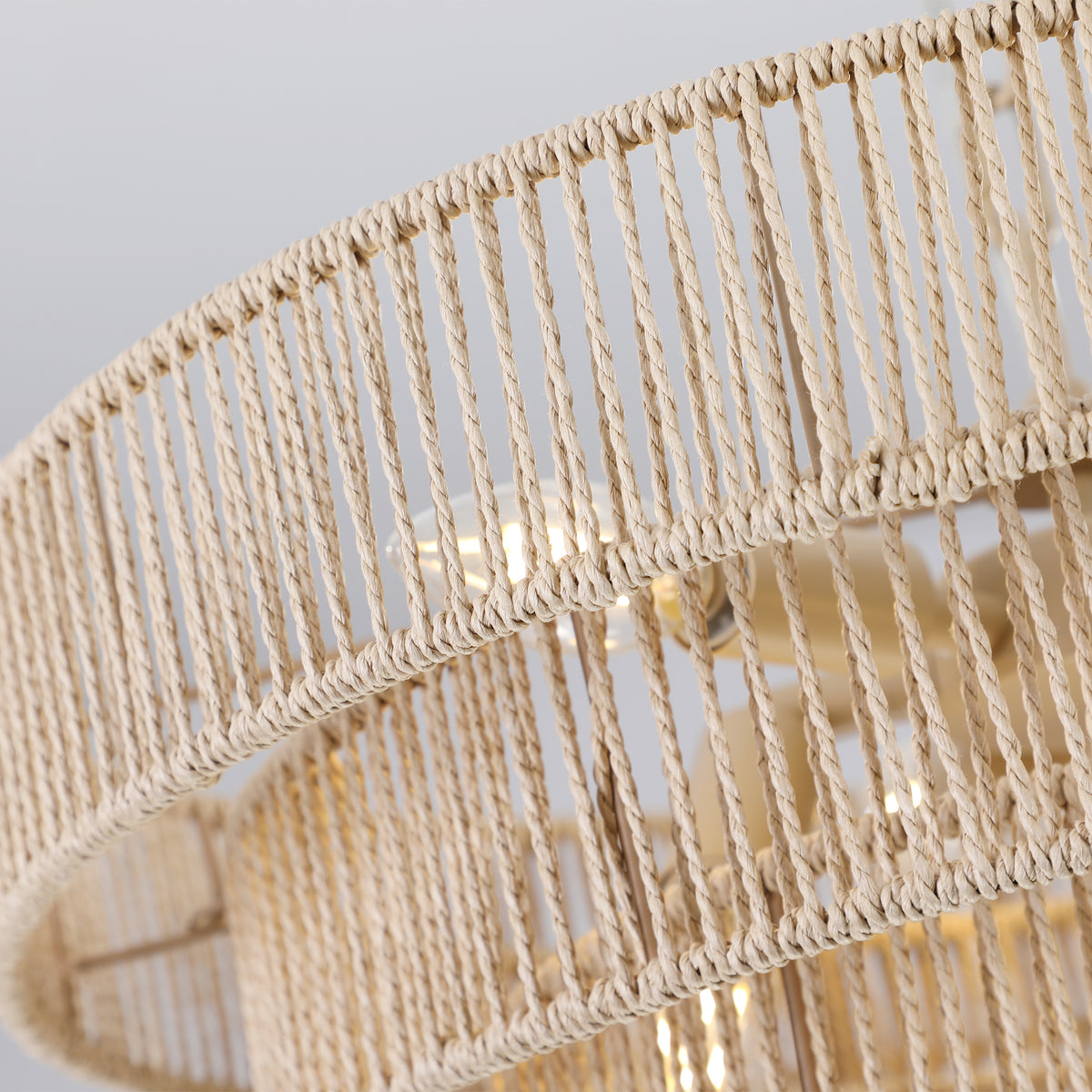 AESTIN'S DECOR Ceiling Light Bohemian Woven Rattan Farmhouse Chandelier with Adjustable Chain