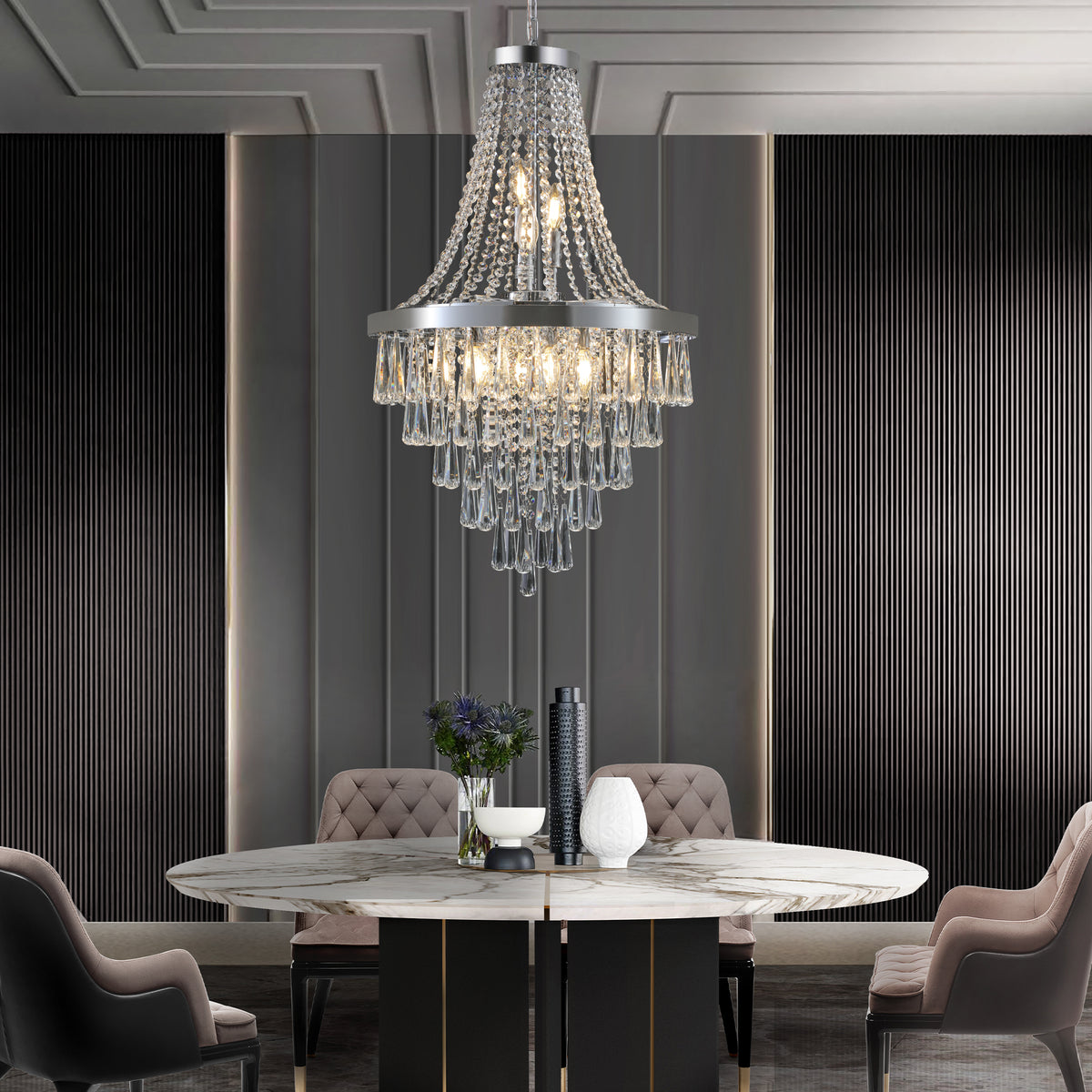 AESTIN'S DECOR Ceiling Light Chromium Color Crystal Chandelier