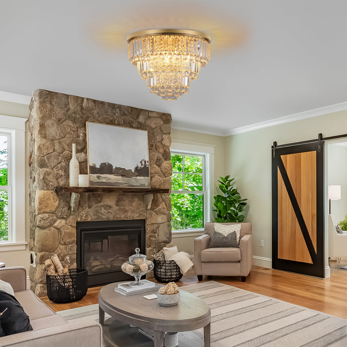 AESTIN'S DECOR Ceiling Light Gold Luxury Modern Style Crystal Chandelier