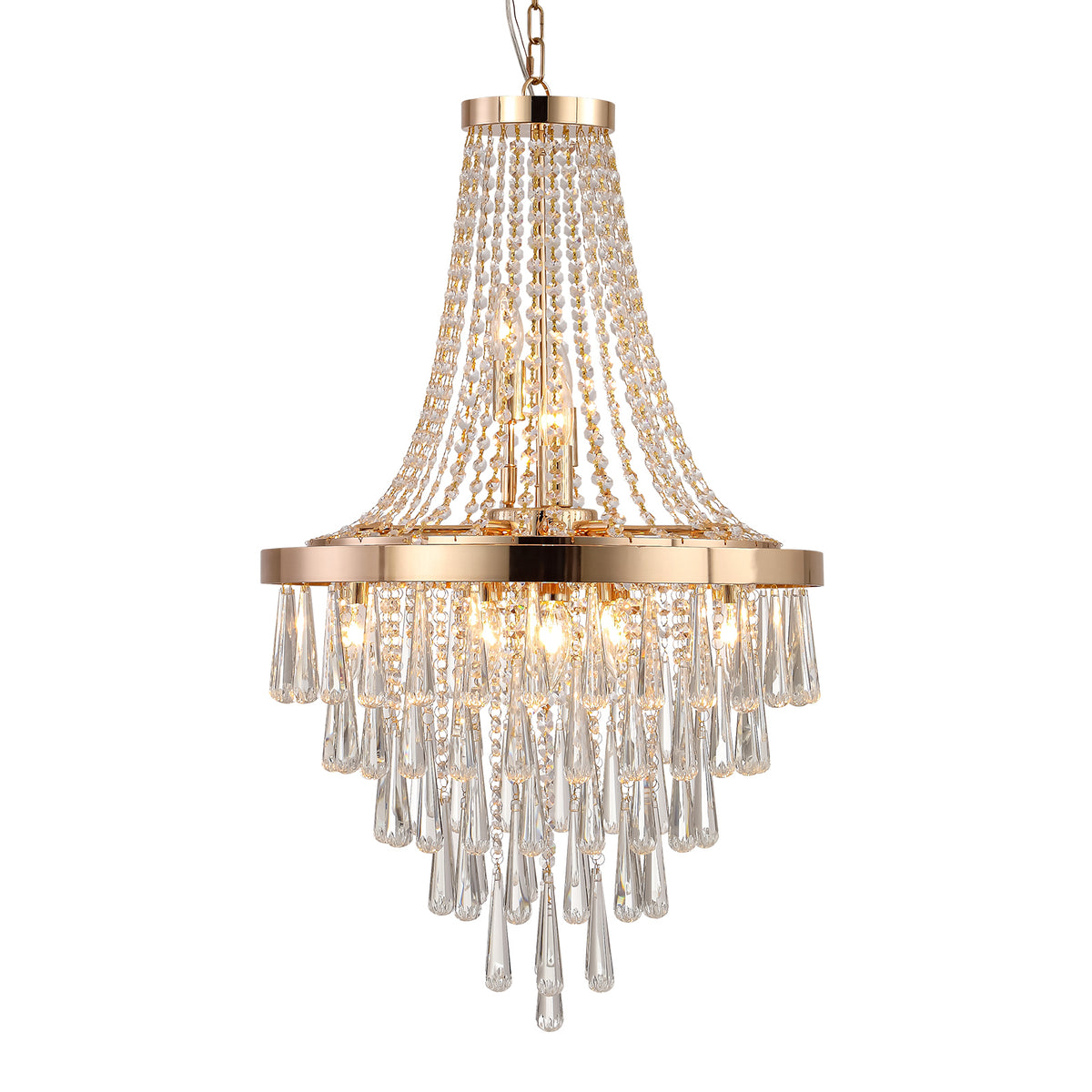 AESTIN'S DECOR Ceiling Light Luxury Gold Ring Contemporary Crystal Chandelier