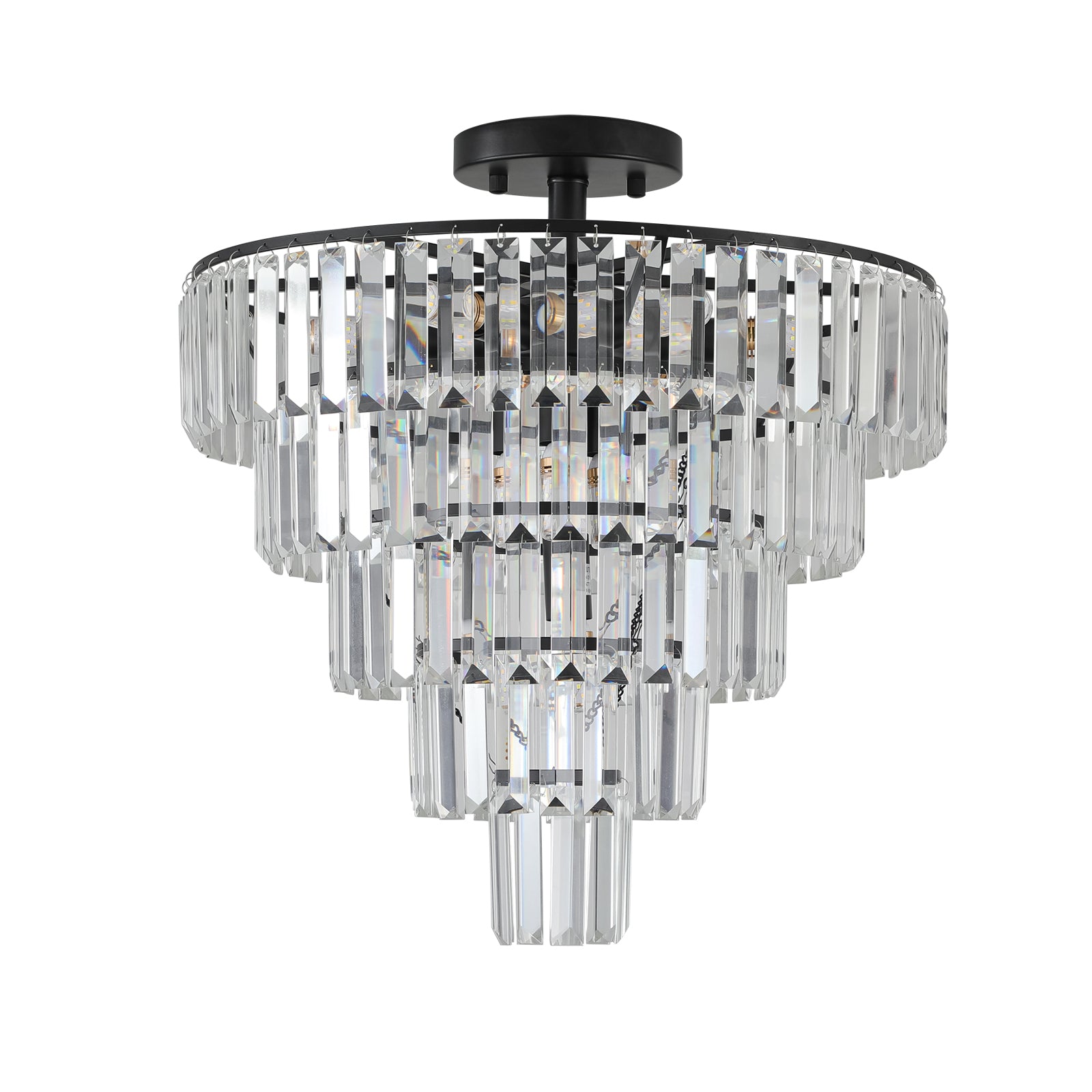 AESTIN'S DECOR Ceiling Light Modern Black Large Crystal Chandelier