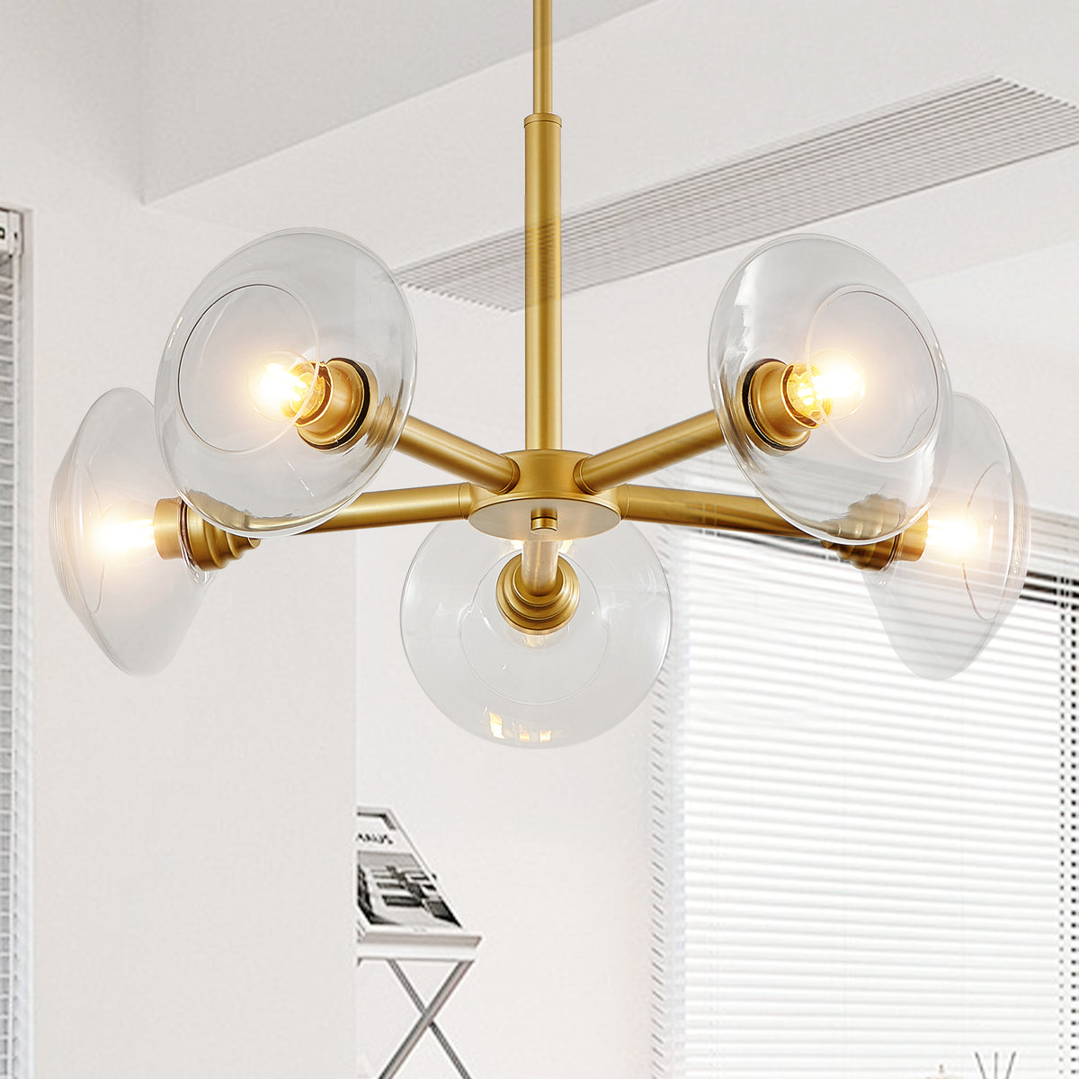 AESTIN'S DECOR Ceiling Light Modern Gold 5-Light Sputnik Chandelier