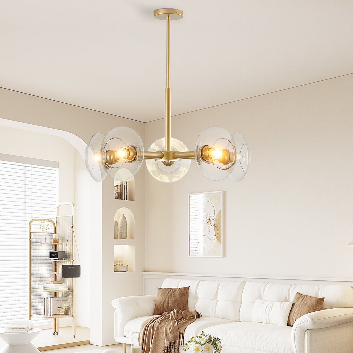 AESTIN'S DECOR Ceiling Light Modern Gold 5-Light Sputnik Chandelier