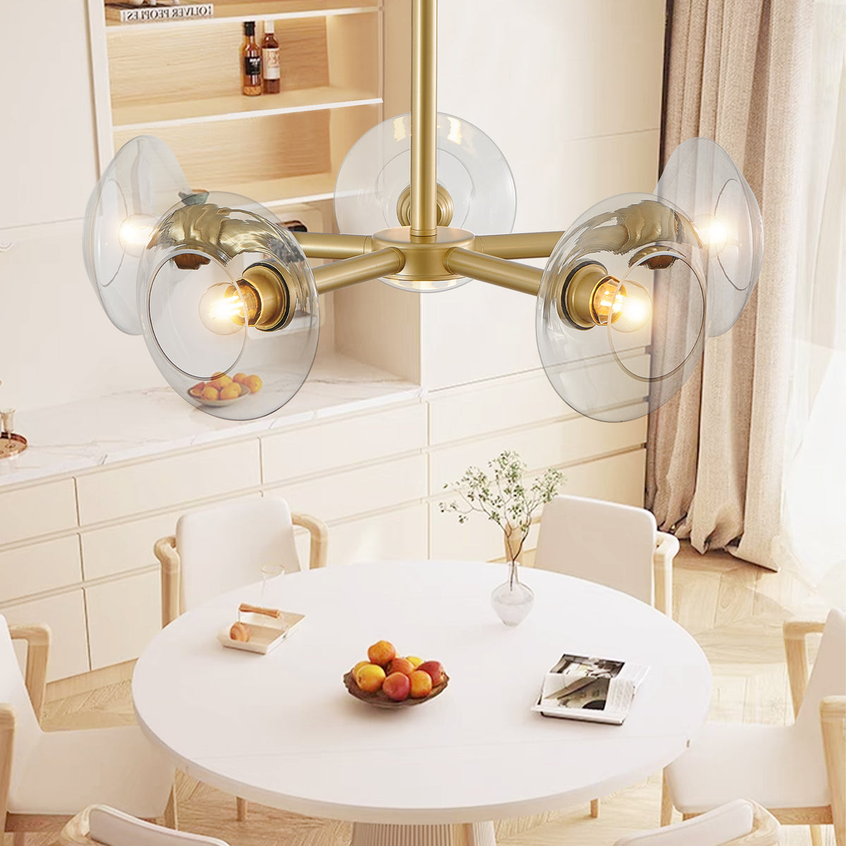 AESTIN'S DECOR Ceiling Light Modern Gold 5-Light Sputnik Chandelier