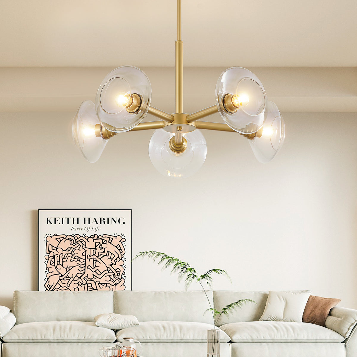 AESTIN'S DECOR Ceiling Light Modern Gold 5-Light Sputnik Chandelier