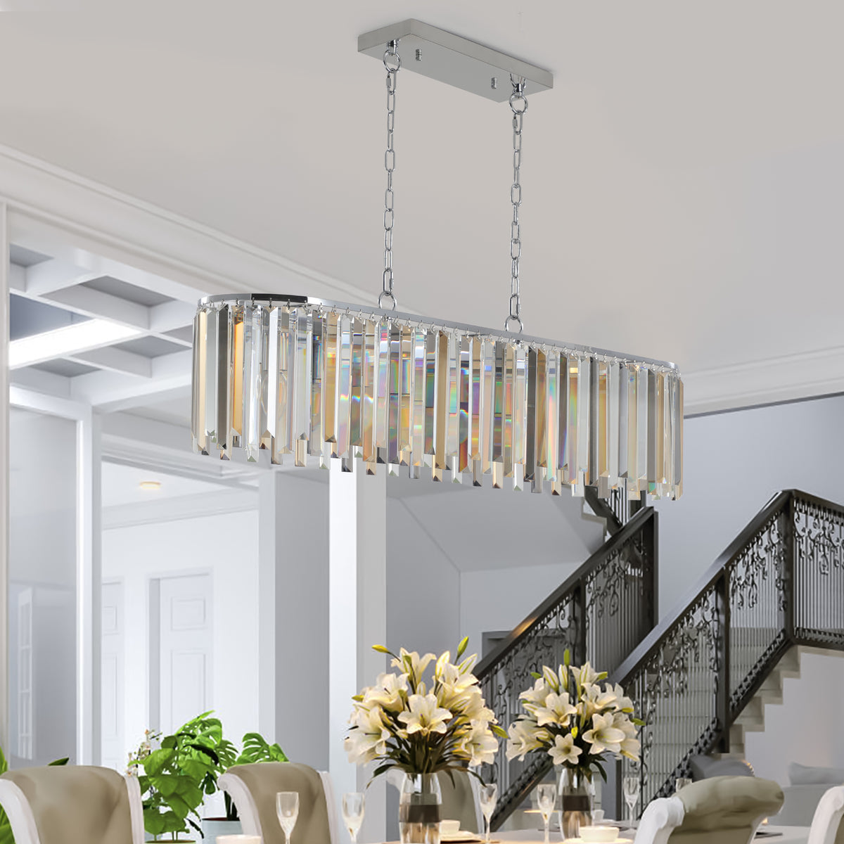 AESTIN'S DECOR Ceiling Light Modern Oval Crystal Ceiling Chandelier