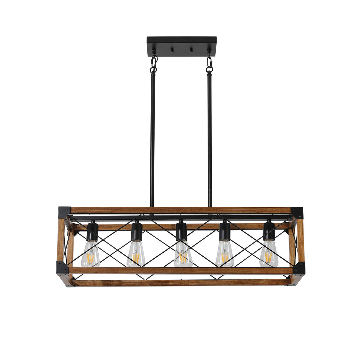 AESTIN'S DECOR Ceiling Light Walnut 5-Light Retro Farmhouse Chandelier