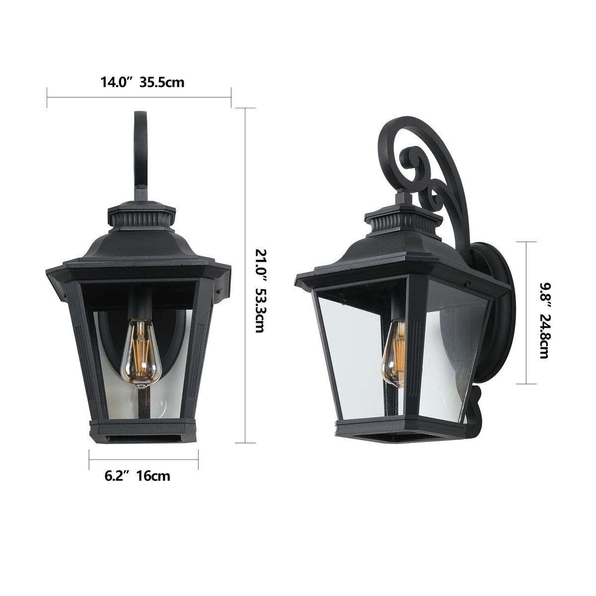 AESTIN'S DECOR Outdoor Light 2-Pack of Mid Century Outdoor Wall Lanterns
