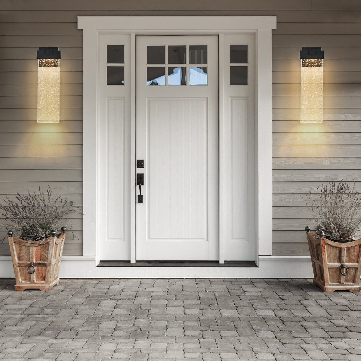 AESTIN'S DECOR Outdoor Light Modern Outdoor Wall Sconce with Bubble Crystal in Black Finish