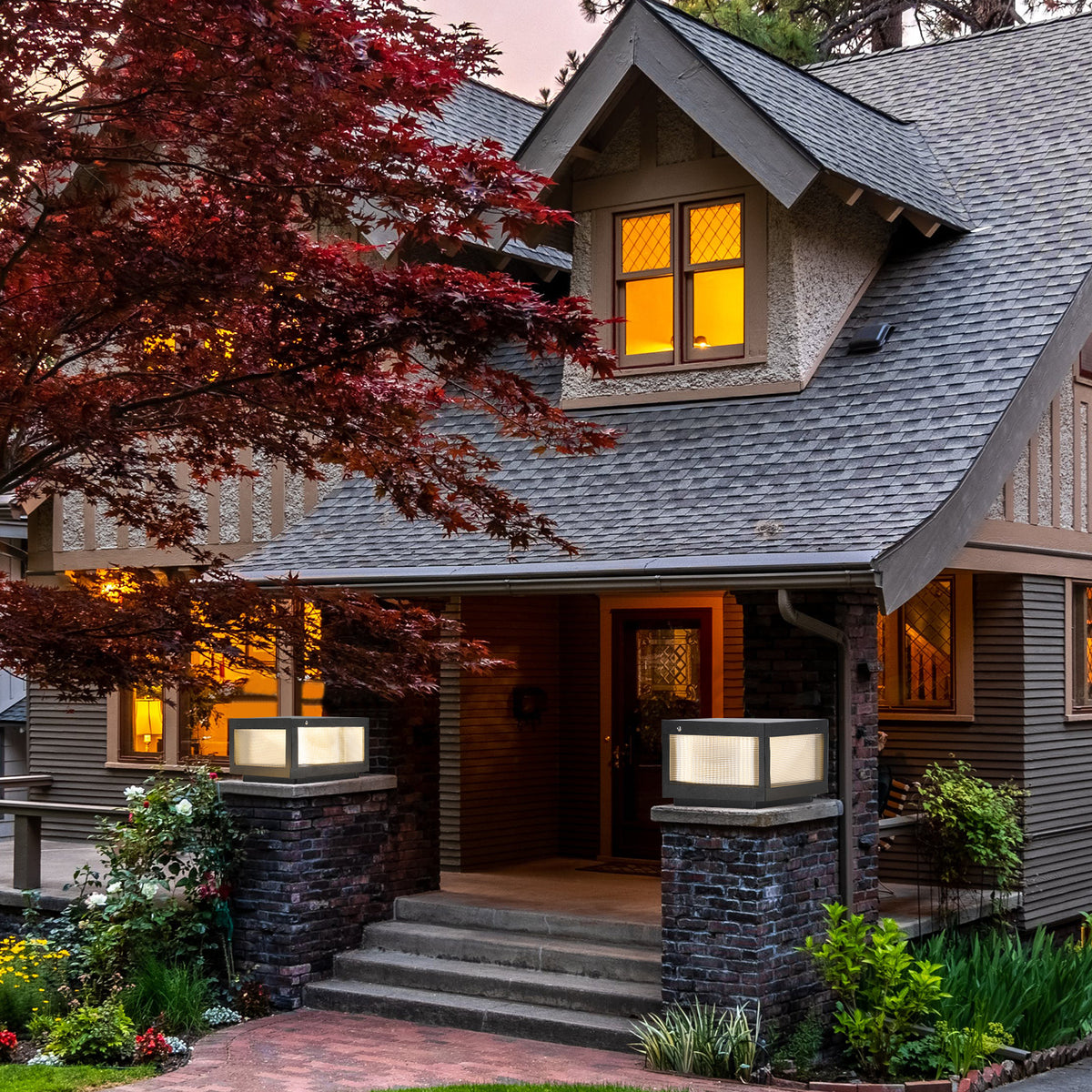 AESTIN'S DECOR Outdoor Light Pair of Solar Wall Lamps With Dimmable LED