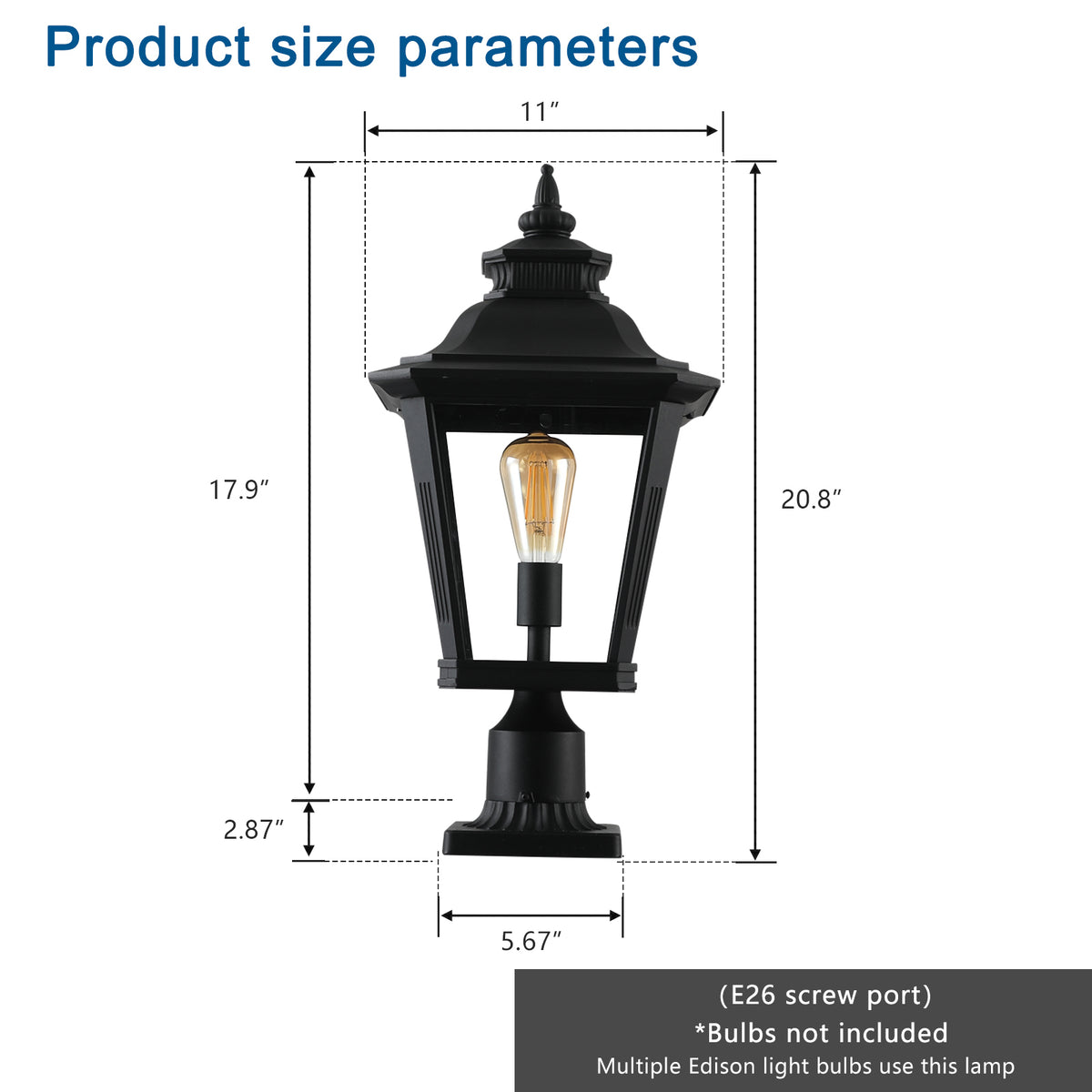 AESTIN'S DECOR Outdoor Light Traditional Outdoor Glass Column Headlight