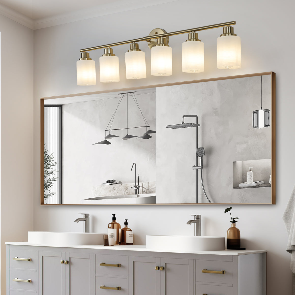 AESTIN'S DECOR Vanity Light 38.6-Inch 6-Light Golden Bathroom Vanity Light Fixture