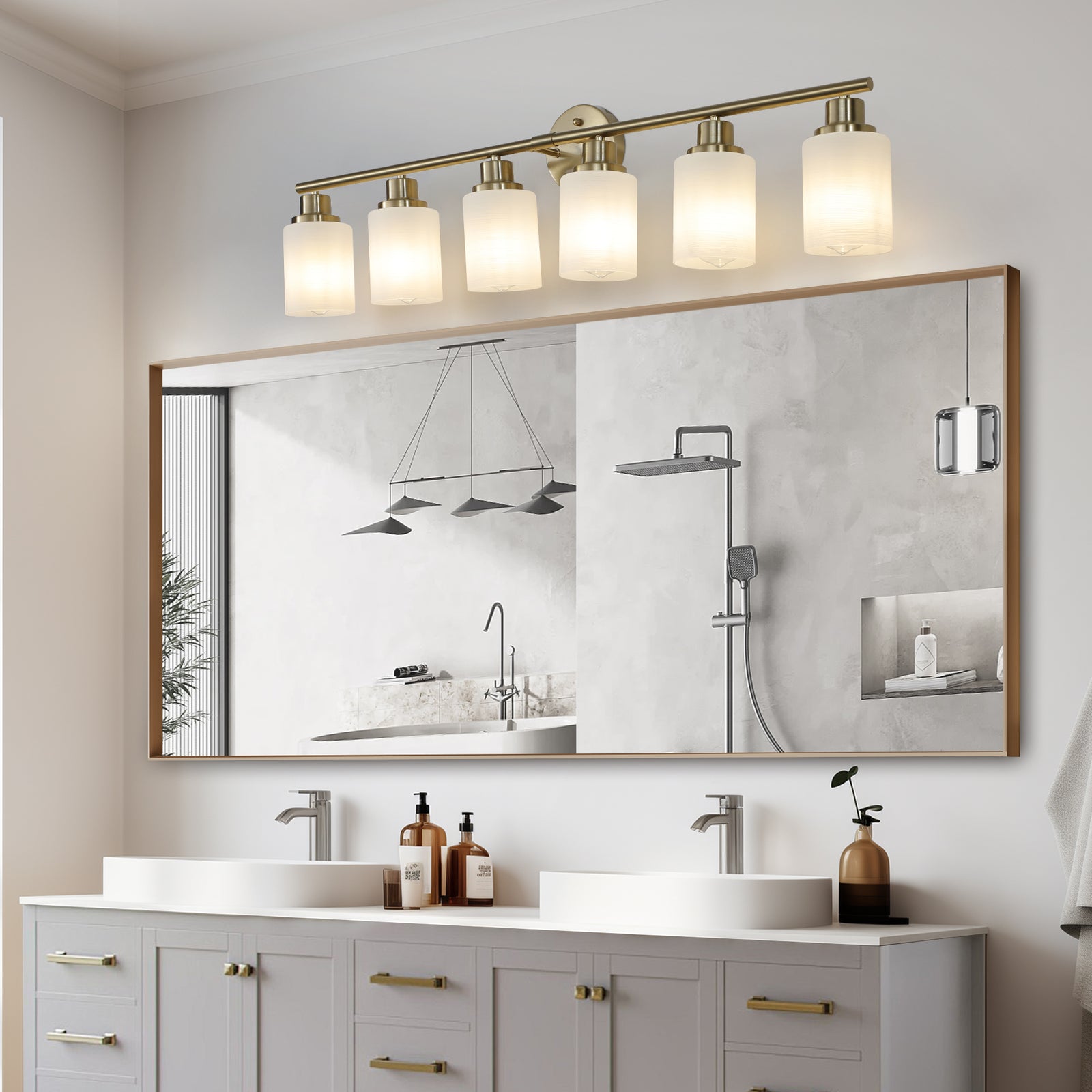 AESTIN'S DECOR Vanity Light 38.6-Inch 6-Light Golden Bathroom Vanity Light Fixture