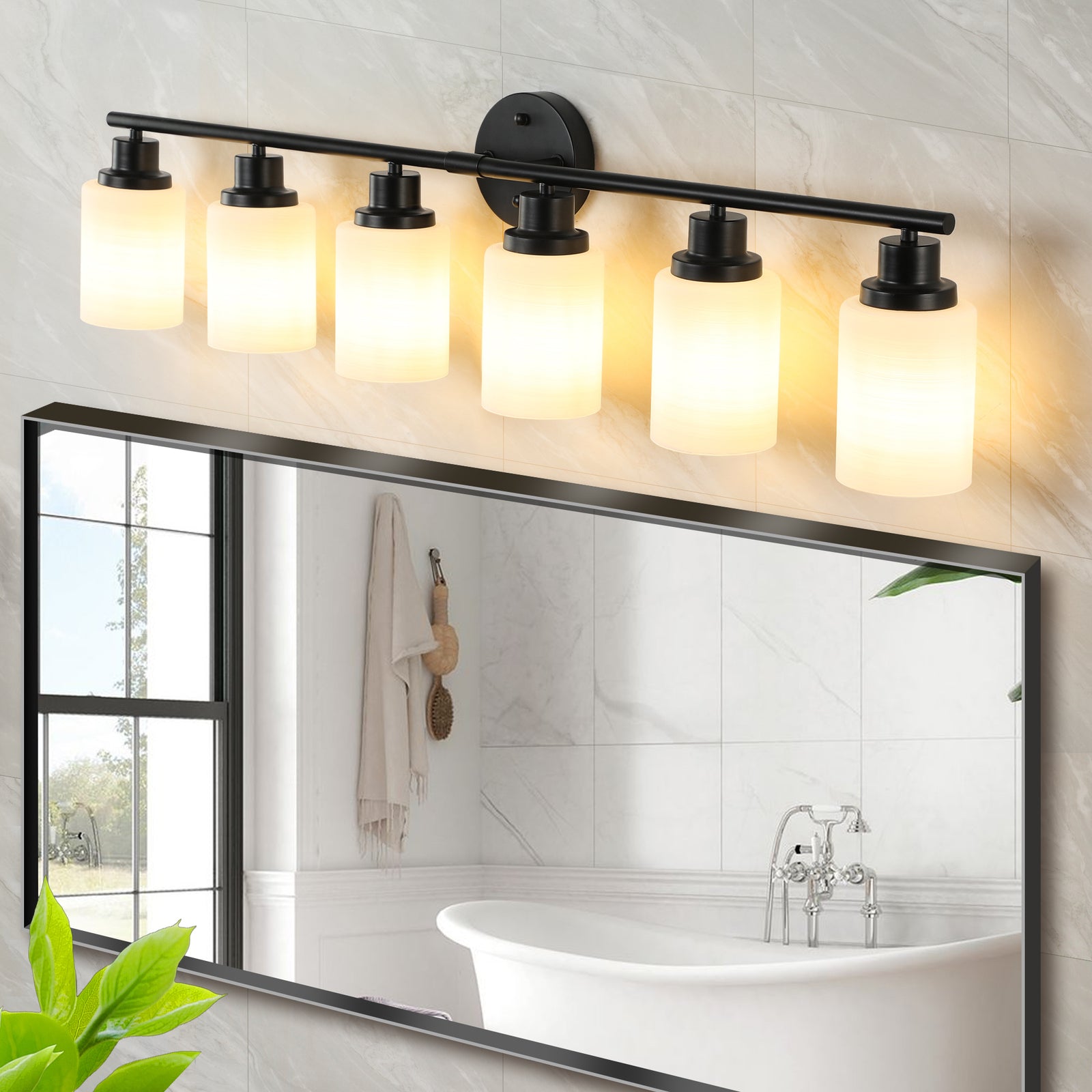AESTIN'S DECOR Vanity Light Black Minimal & Functional 4-Light Vanity Bathroom Mirror Light
