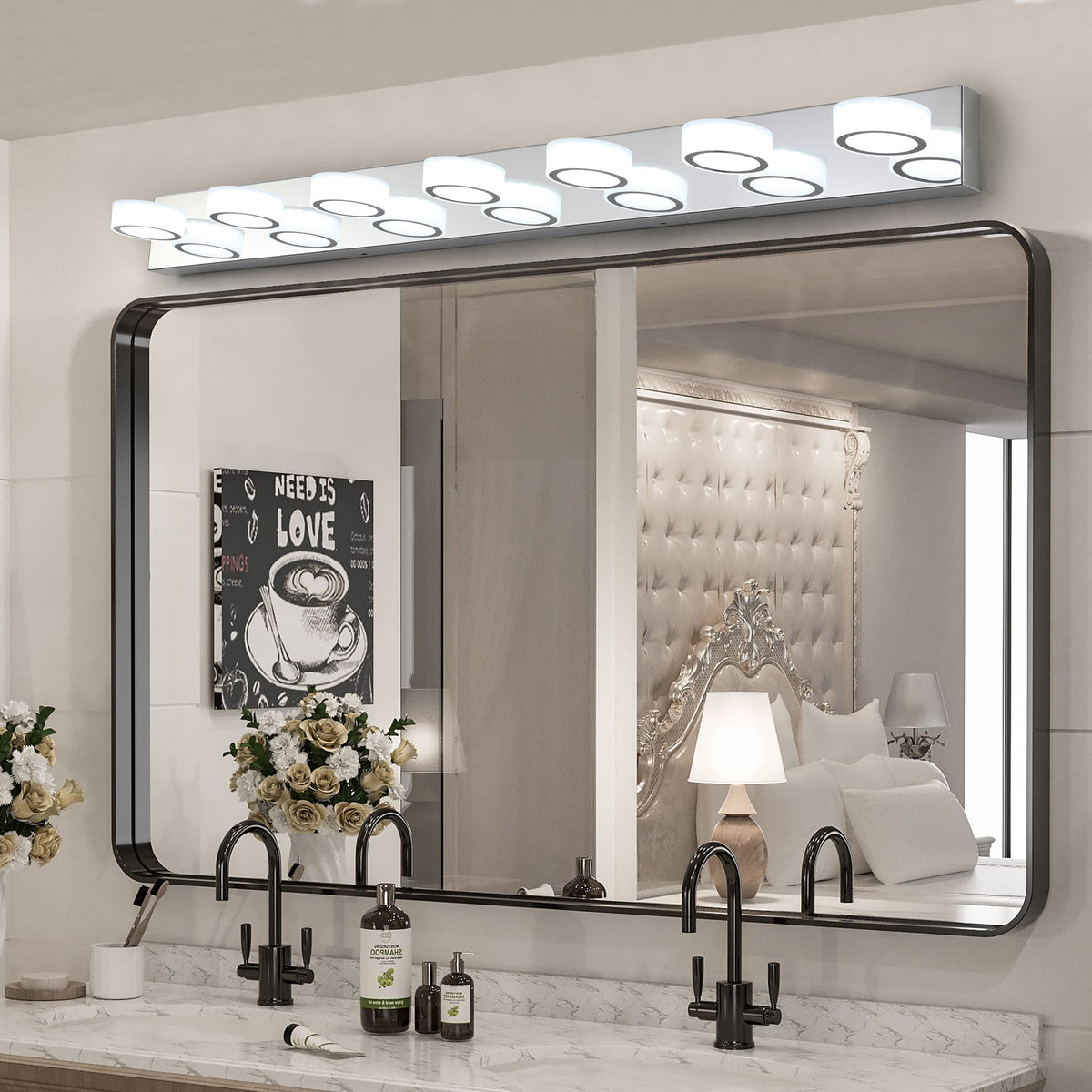 AESTIN'S DECOR Vanity Light Chrome Finish 7-Light LED Vanity Light Fixture