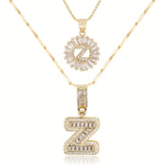 Load image into Gallery viewer, 2pc 14k Diamond Letter Initial Necklaces
