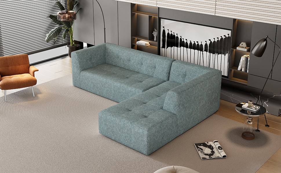 Mombasa 3-Seat Chenille Sofa in Blue Gray