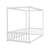 Twin Size White Canopy Frame Floor Bed with Fence and Guardrails