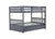 Dark Gray Full Over Full Rubber Wood Bunk Bed with Trundle, Ladder, and Guardrails