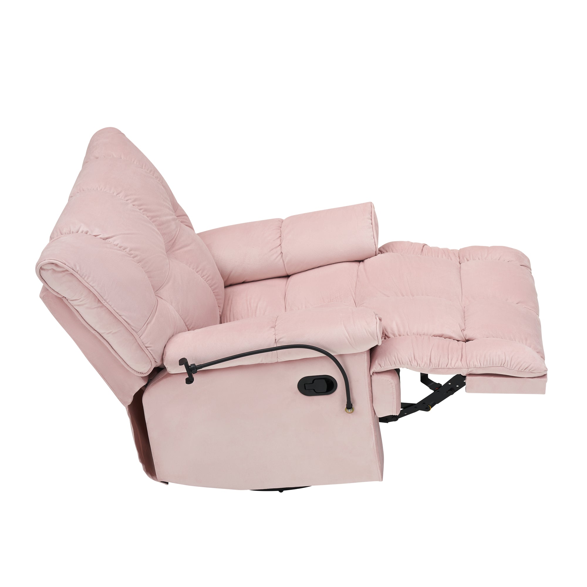 Pink Velvet Convertible Recliner Sofa Chair With Phone Holder