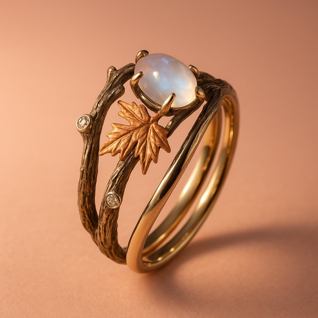 Dainty Moonstone Nature Ring