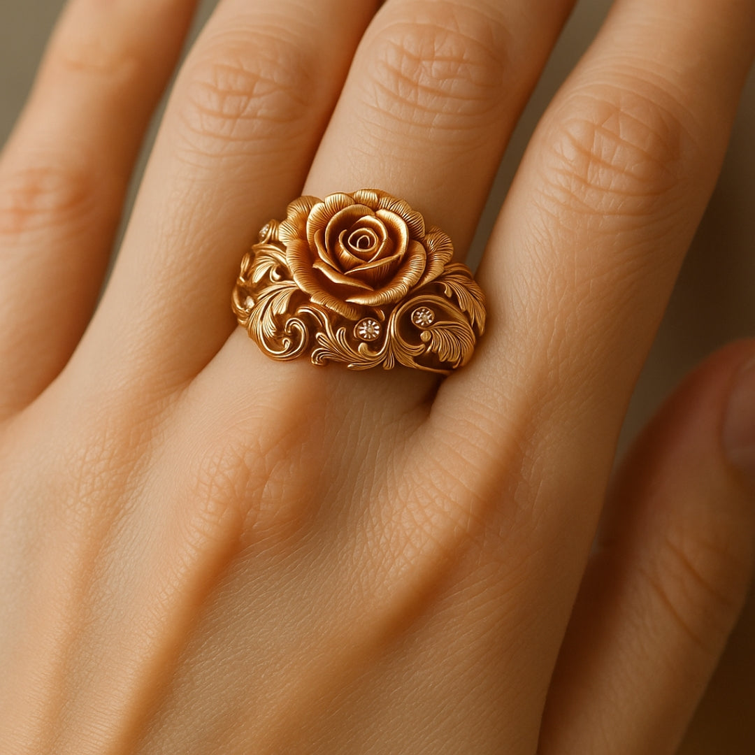 Elegant Flower Statement Ring in Gold