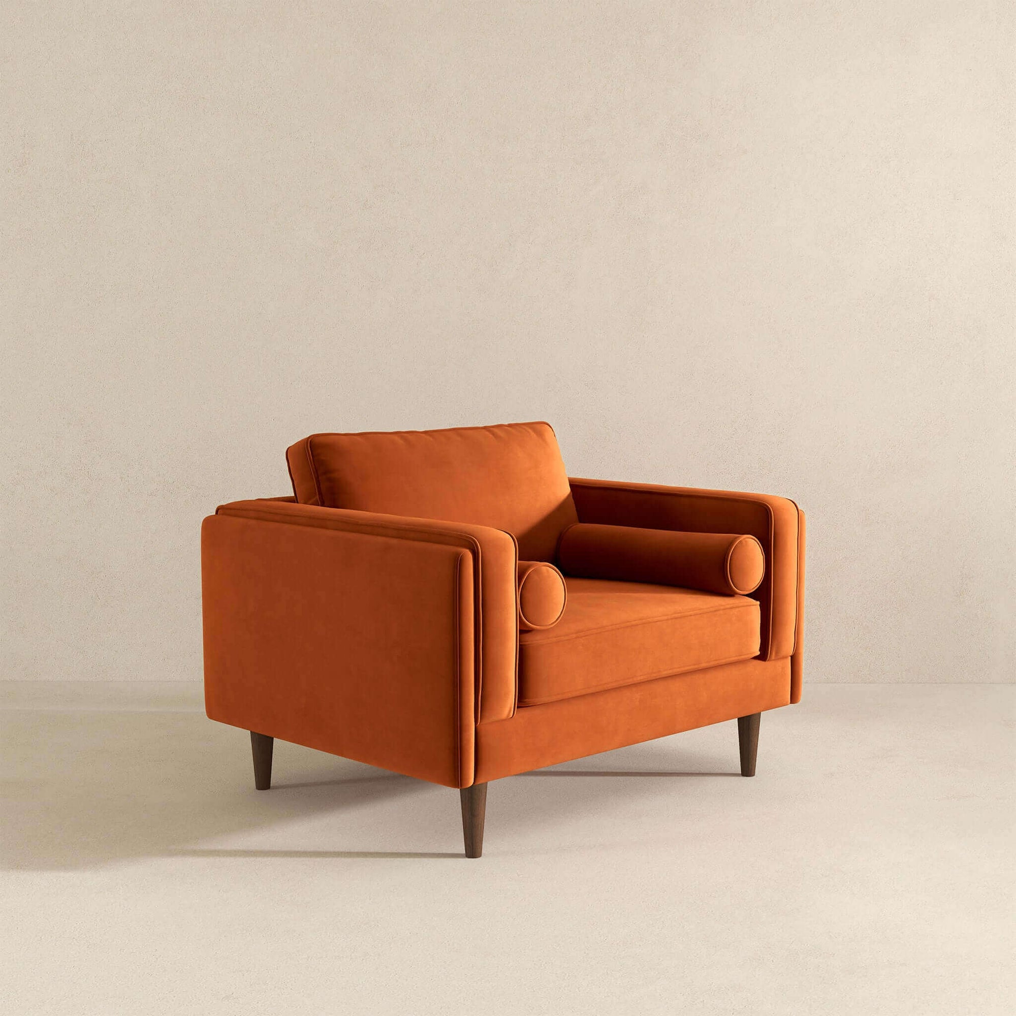 Luxury Burnt Orange Velvet Lounge Chair for Stylish Living Spaces