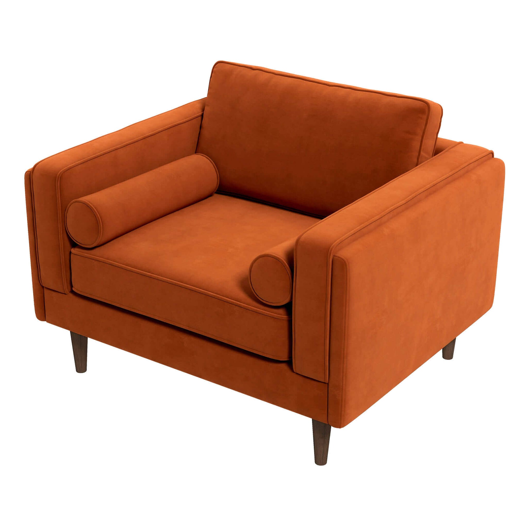 Luxury Burnt Orange Velvet Lounge Chair for Stylish Living Spaces