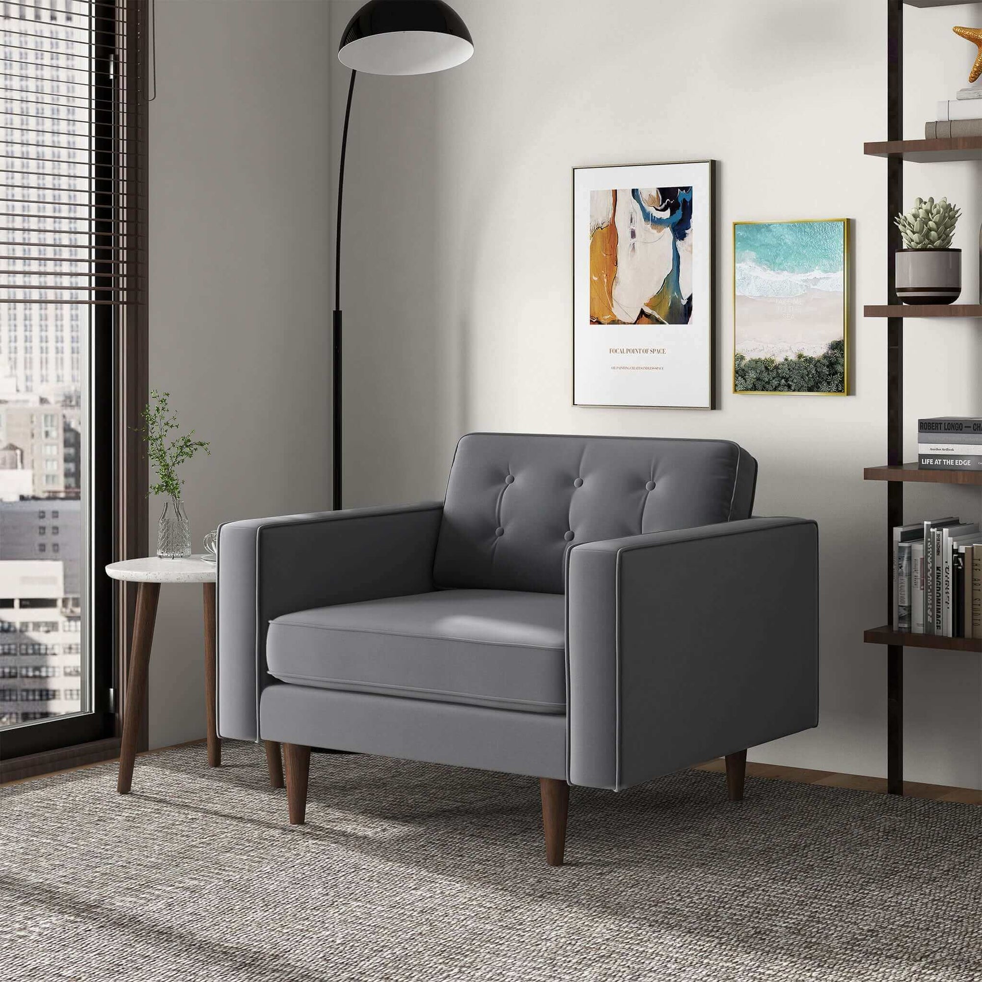 Elegant Grey Velvet Lounge Chair for Stylish Living Spaces