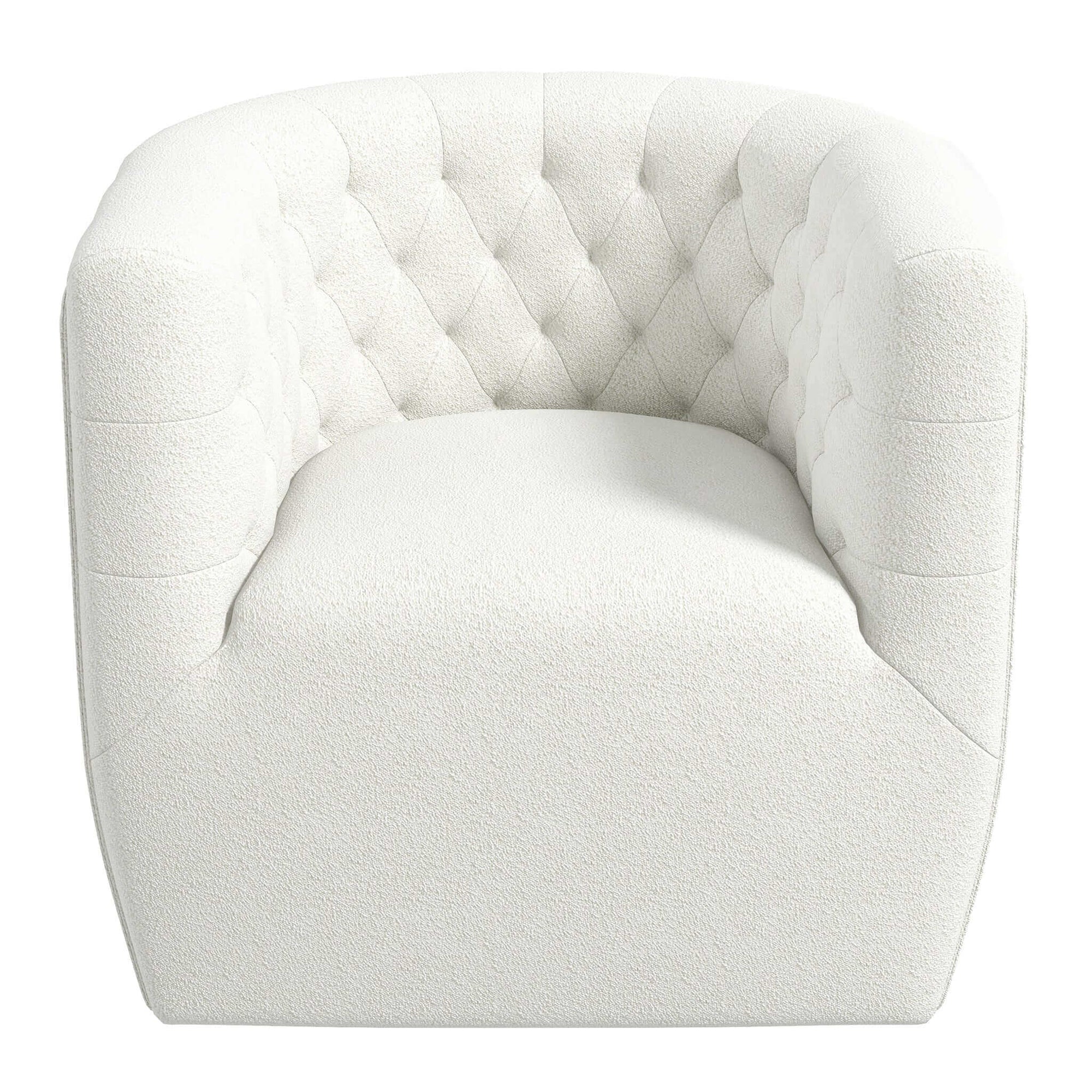 Luxury Cream Boucle Swivel Chair for Elegant Living Spaces