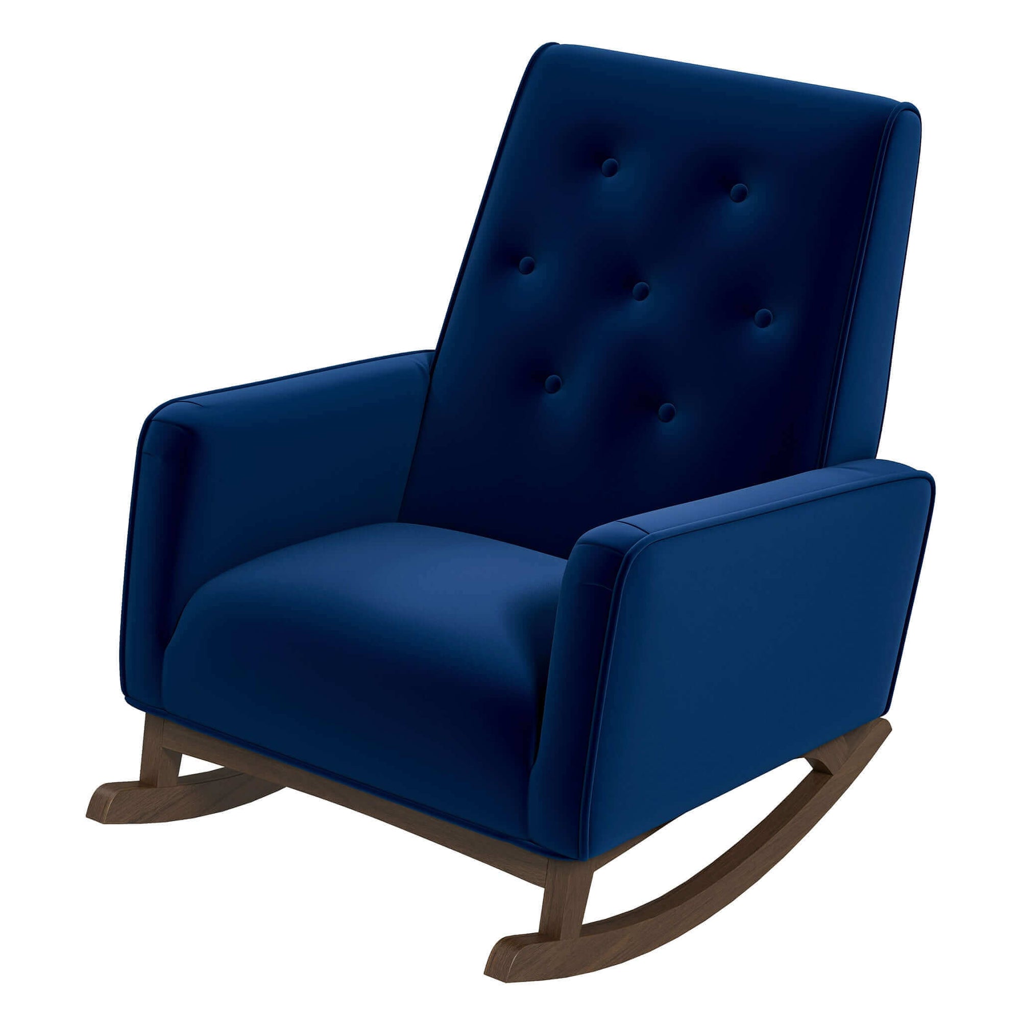 Luxury Dark Blue Velvet Rocking Chair for Elegant Living Spaces