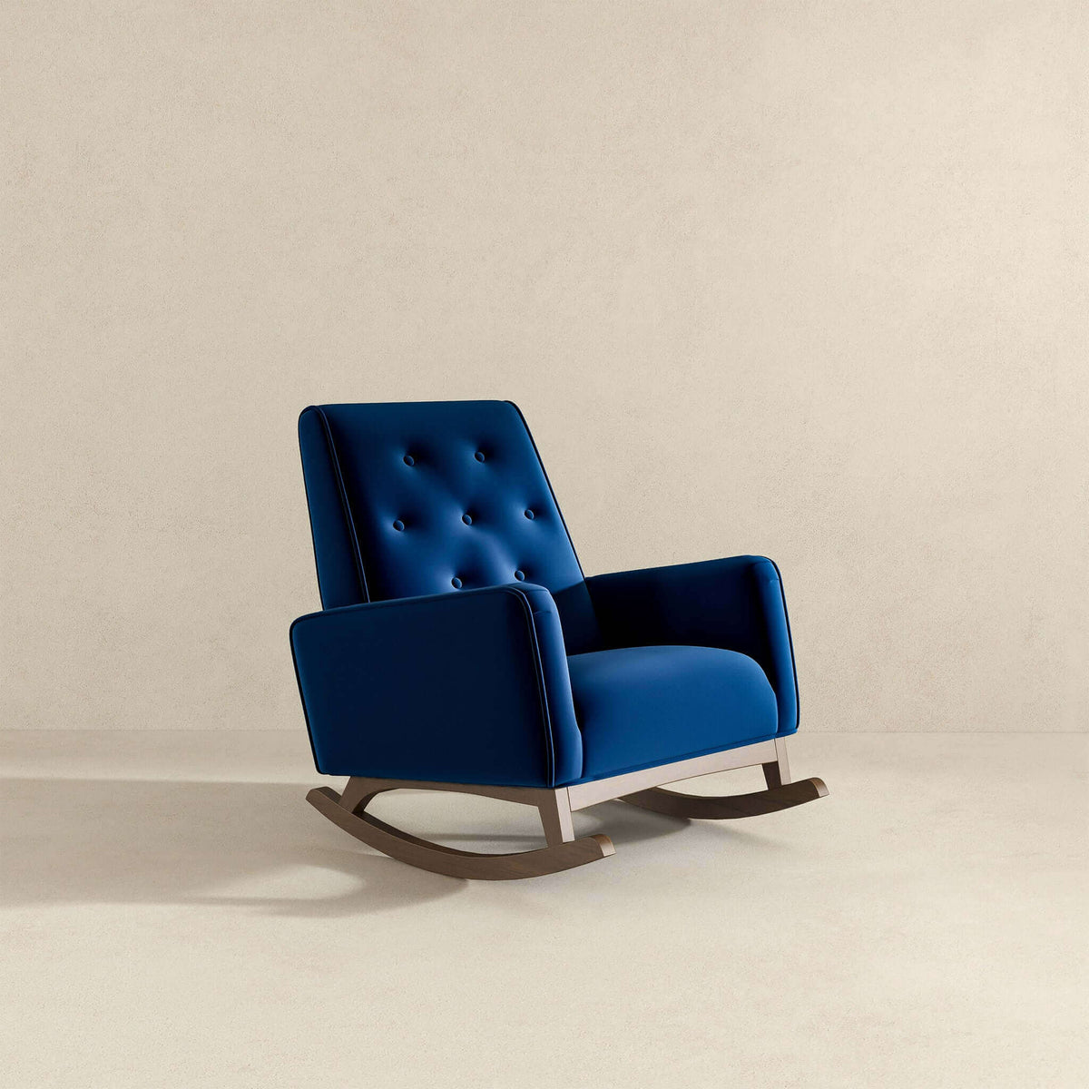 Luxury Dark Blue Velvet Rocking Chair for Elegant Living Spaces