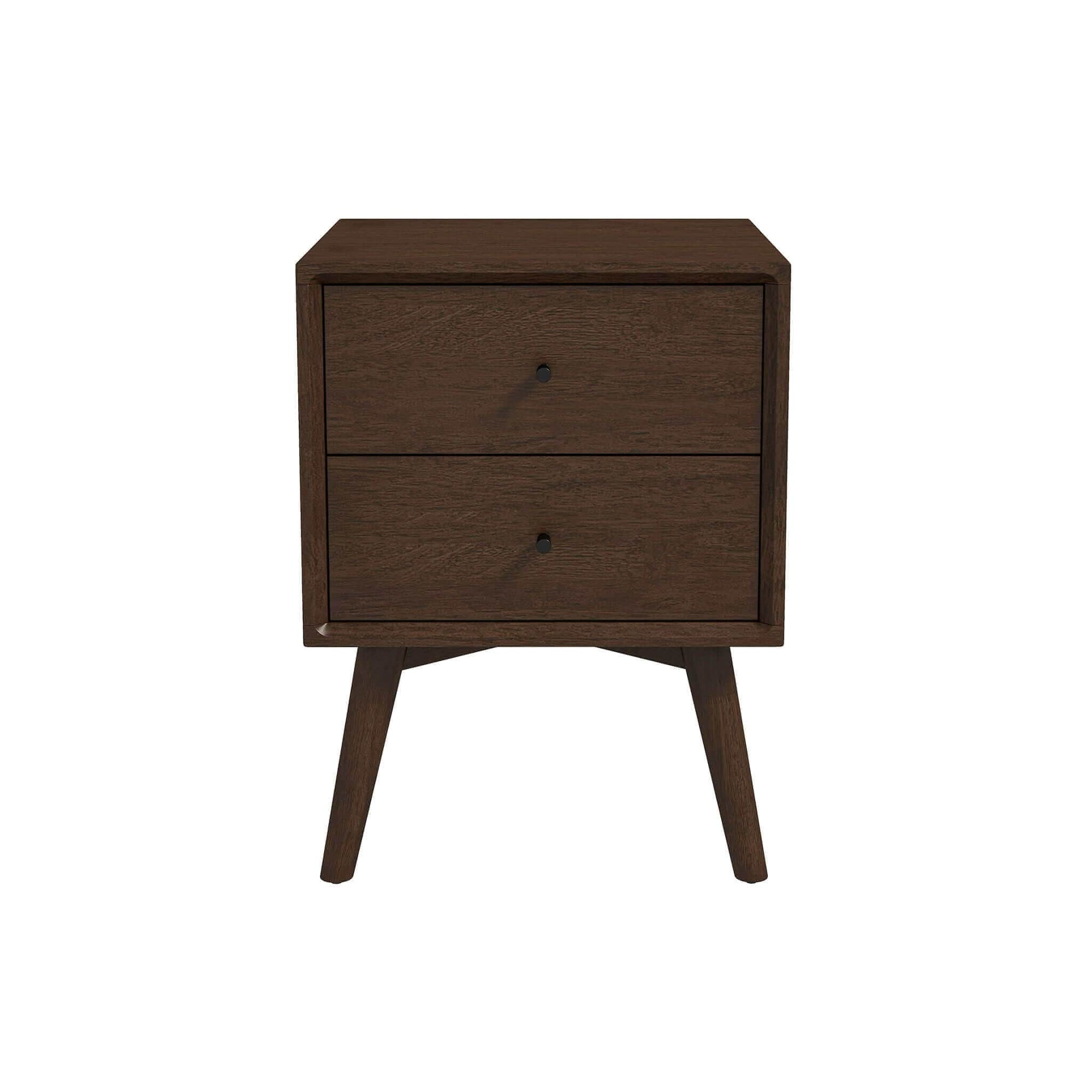 ARTISAN HOME Mid Century Modern 2-Drawer Nightstand – Solid Wood Bedroom Side Table