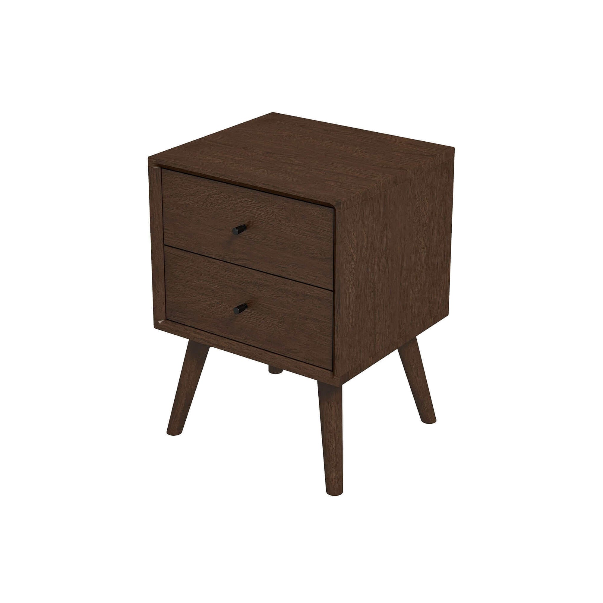 ARTISAN HOME Mid Century Modern 2-Drawer Nightstand – Solid Wood Bedroom Side Table