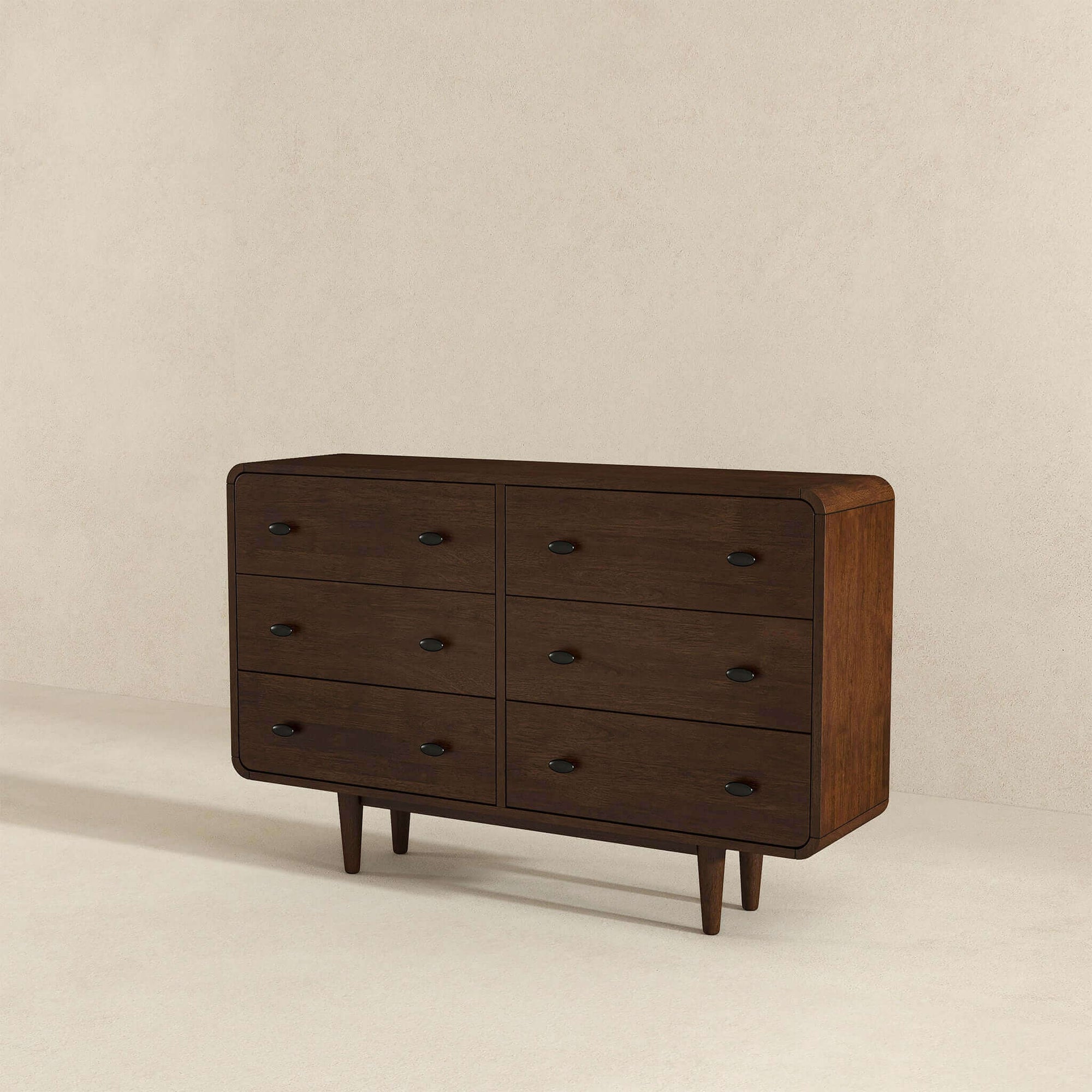 ARTISAN HOME Mid Century Modern 6-Drawer Dresser – Stylish Wide Chest for Bedroom Storage