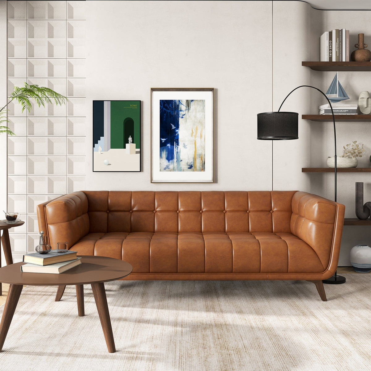 ARTISAN HOME Sofas Ellis 84" Cognac Leather Sofa