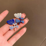 Load image into Gallery viewer, Artistic Blue &amp; White Floral Earrings
