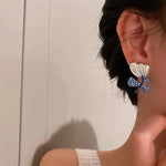 Load image into Gallery viewer, Artistic Blue &amp; White Floral Earrings
